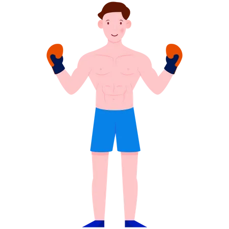 Boxer wearing boxing gloves  Illustration