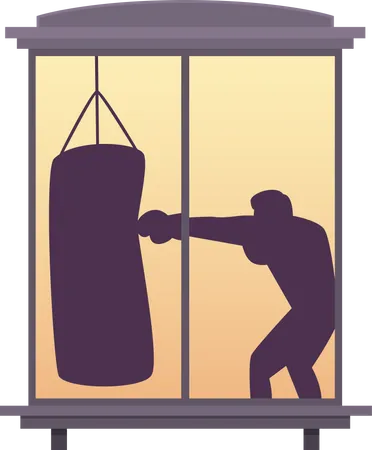 Boxing practice view from window  Illustration