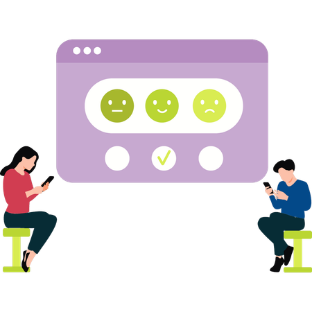 Boy and girl are giving feedback emojis  Illustration