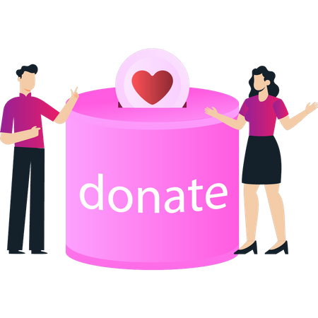 Boy and girl collecting donations  Illustration