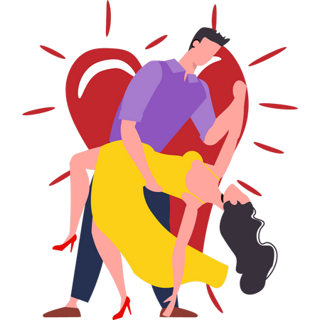 Boy and girl dancing on valentine day  Illustration