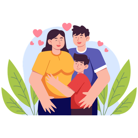 Boy And Happy Parents  Illustration