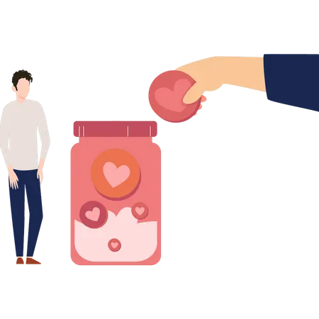 Boy collecting donation money  Illustration