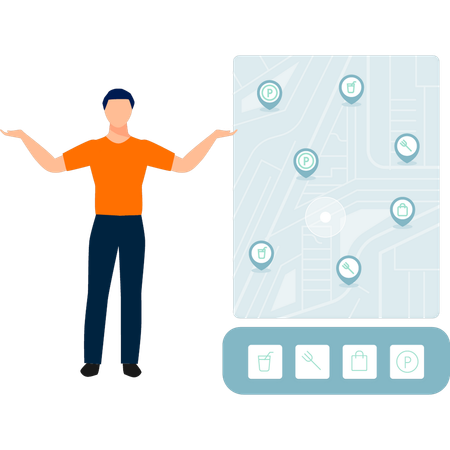 Boy displaying navigation pointers  Illustration