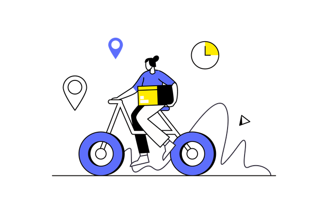 Boy doing cycle delivery  Illustration