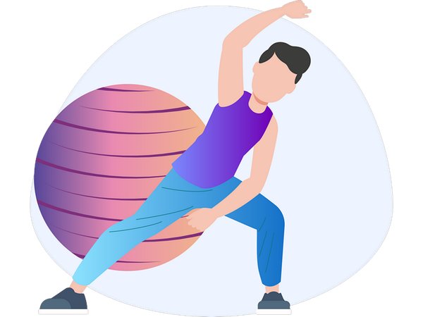 Boy doing exercise with ball  Illustration