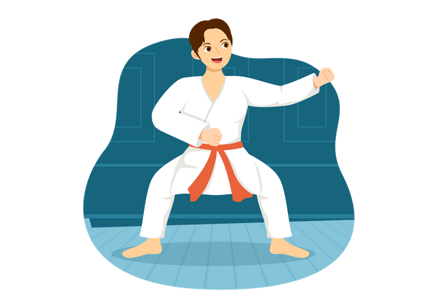 Boy doing  judo  イラスト