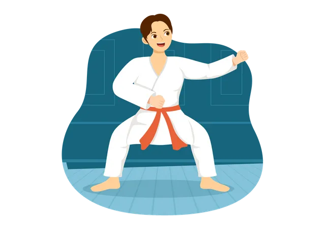 Boy doing  judo  イラスト