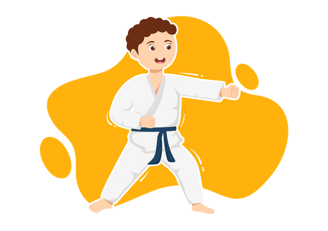 Boy doing karate  イラスト