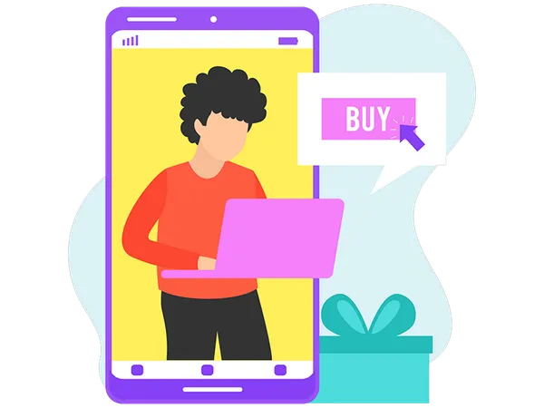 Boy Doing Online Order  Illustration