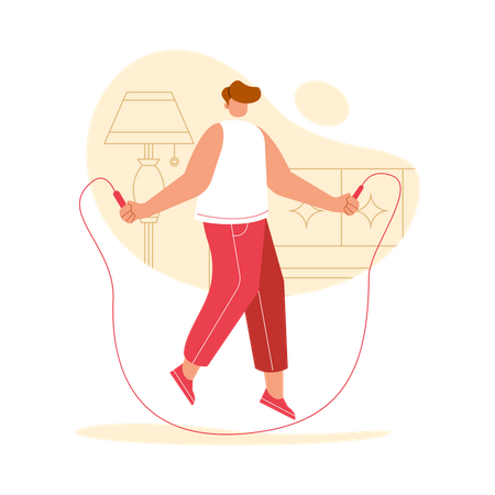 Boy doing rope jumping  Illustration