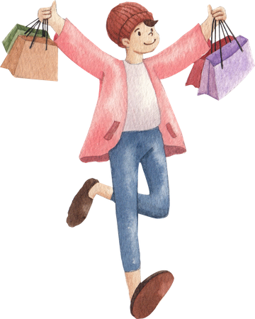 Boy Doing Shopping  Illustration