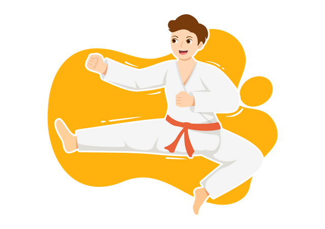 BOy doing taekwondo  イラスト