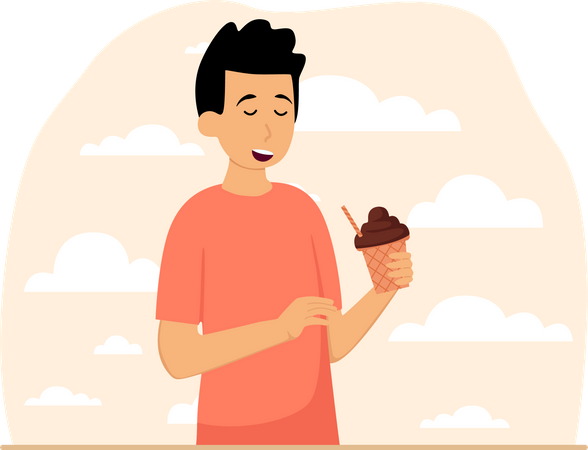 Boy eating ice cream  Illustration