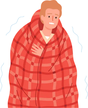 Boy feeling severe cold  Illustration