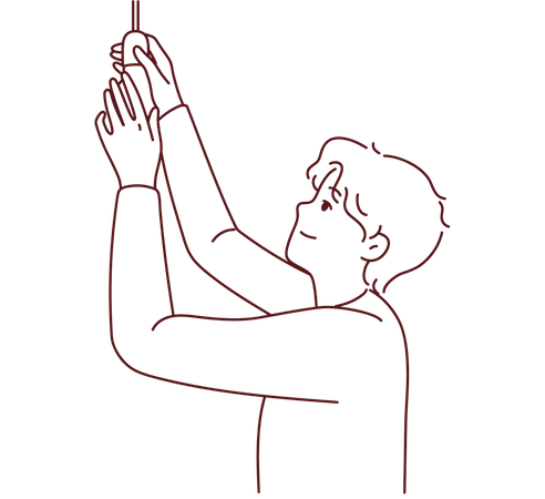 Boy fitting bulb  Illustration