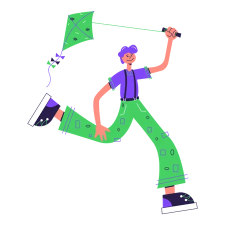 Boy flying kite  Illustration