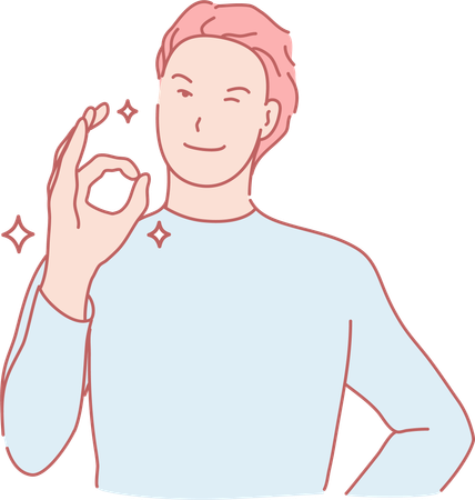 Boy Giving Ok Gesture  イラスト