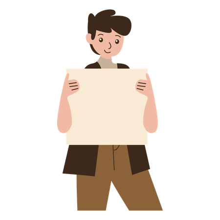 Boy holding banner  Illustration