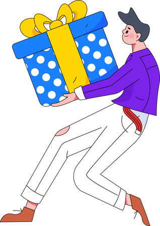 Boy holding gift  Illustration