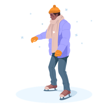 Boy ice skating  Illustration