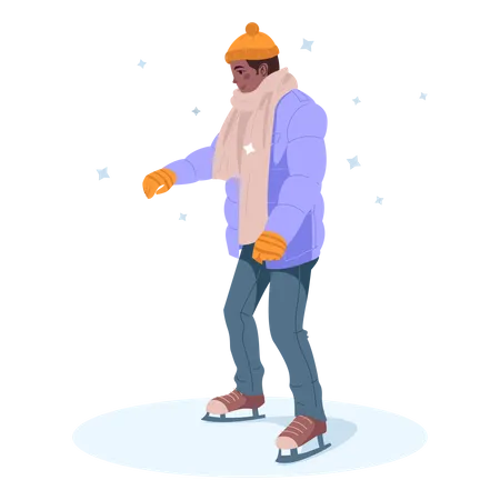 Boy ice skating  Illustration