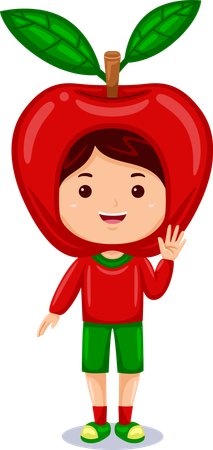 Boy in apple costume  Illustration