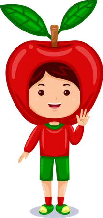 Boy in apple costume  Illustration