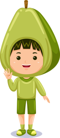 Boy in avocado costume  Illustration