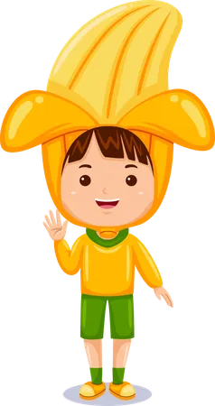 Boy in banana costume  Illustration