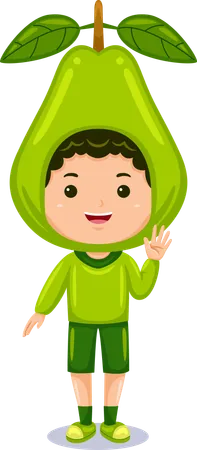 Boy in pear costume  Illustration