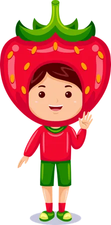 Boy in strawberry costume  Illustration