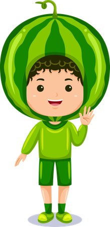 Boy in watermelon costume  Illustration