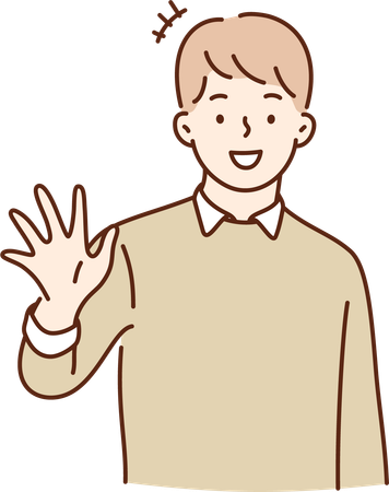 Boy is bidding farewell  Illustration