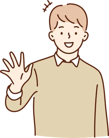 Boy is bidding farewell  Illustration