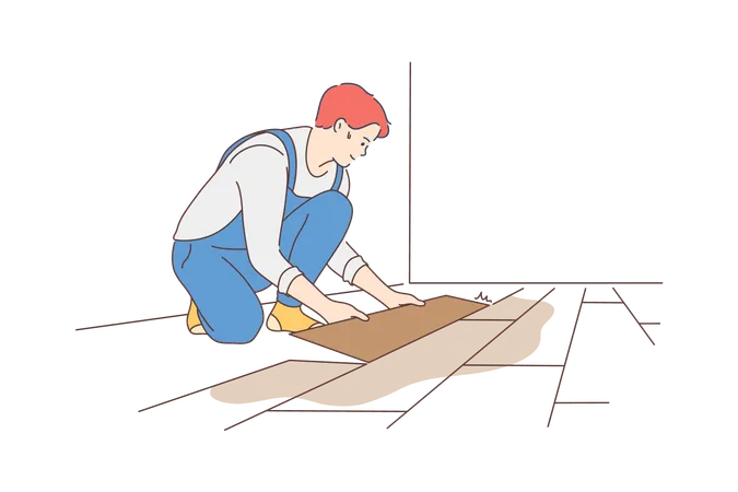 Boy is doing carpentry work  Illustration