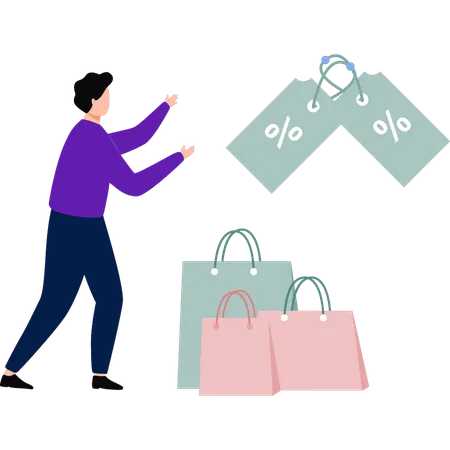 Boy is doing shopping  Illustration