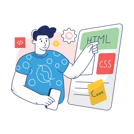 Boy is doing Web Development  Illustration