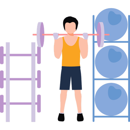 Boy is doing weightlifting  Illustration