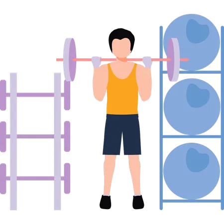 Boy is doing weightlifting  Illustration