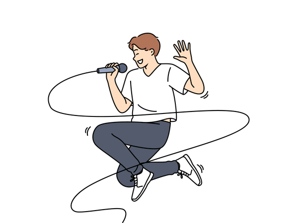 Boy is singer  Illustration