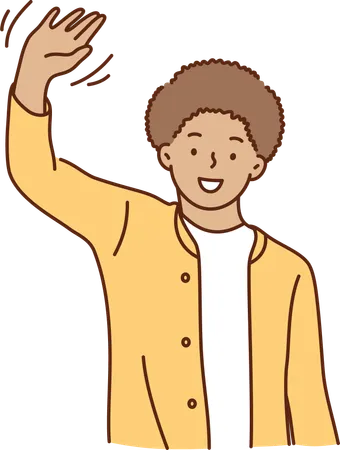 Boy is waving hand  Illustration