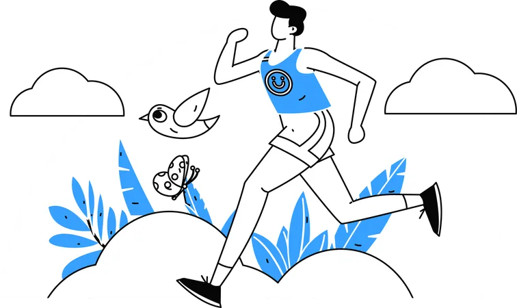 Boy jogging in park  Illustration