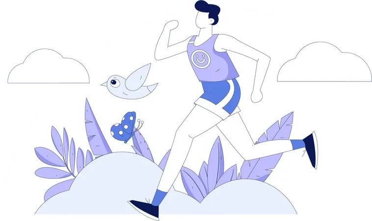 Boy jogging in park  Illustration