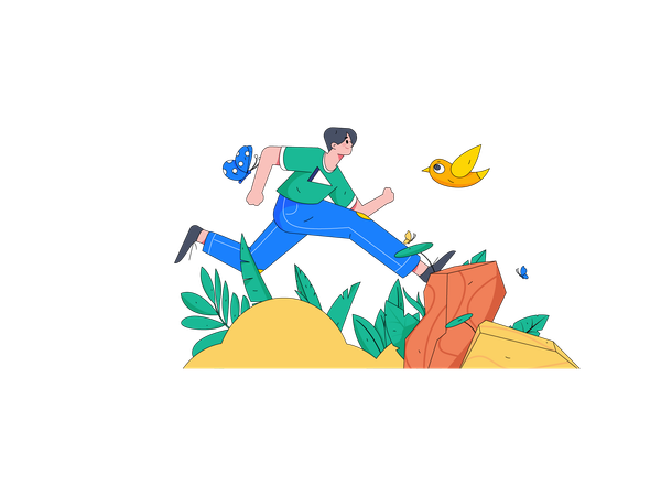 Boy jogging in park  Illustration