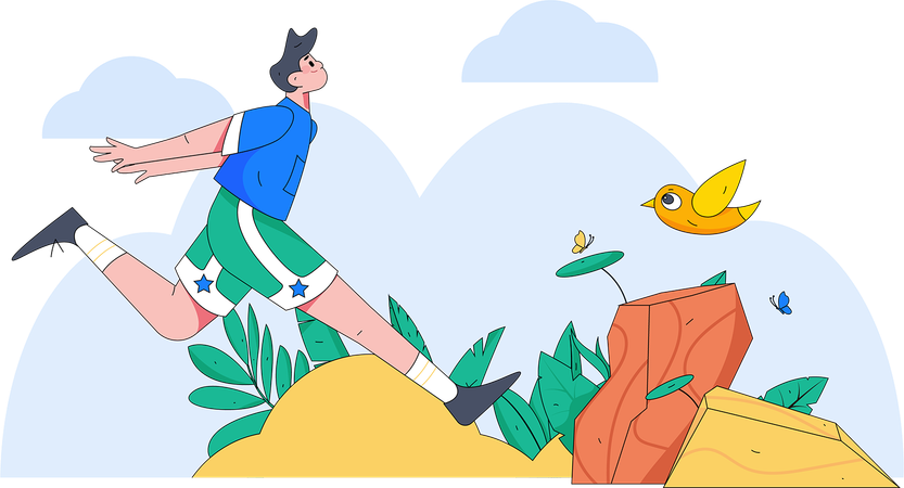 Boy jogging in park  Illustration