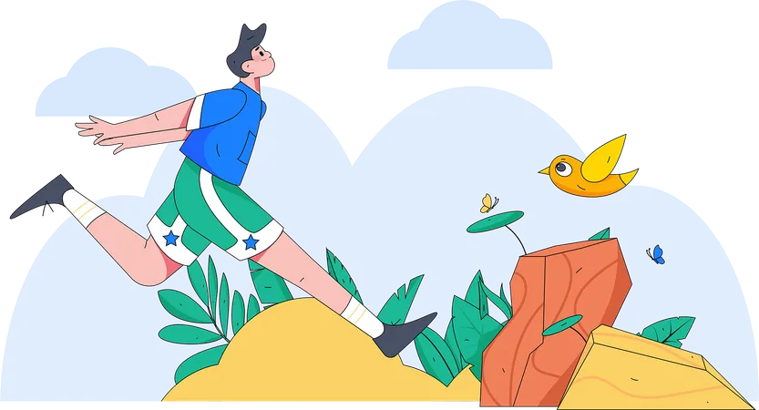 Boy jogging in park  Illustration