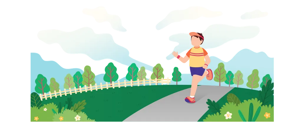 Boy jogging in the park  Illustration