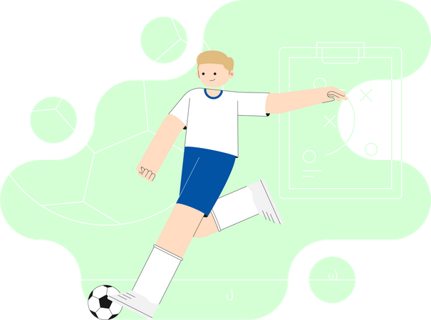 Boy Kicking Football  Illustration