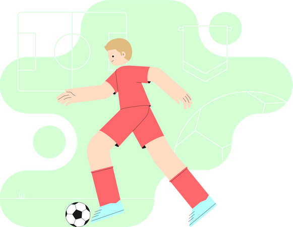 Boy Kicking Football  Illustration